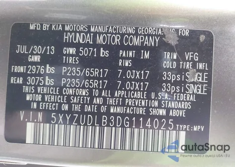 2013 Hyundai Santa Fe Sport from USA, damaged, VIN 5XYZUDLB3DG114025